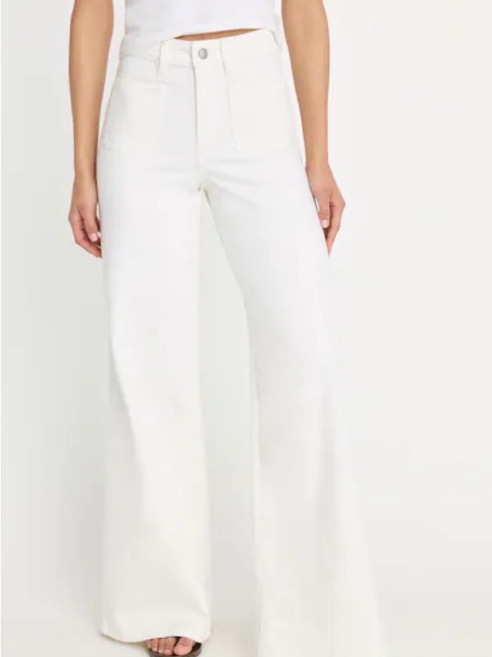 Good American White Wide-Leg Palazzo High-Rise Jeans